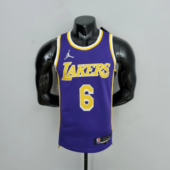 75th Anniversary James #6 Los Angeles Lakers Jordan Purple NBA Jersey