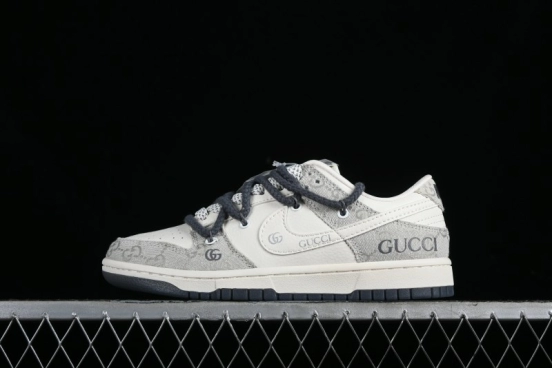 Nike SB Dunk Low Gucci Collaboration - Lace-Up Ash Anniversary High-End Custom Low-Top Casual Sneakers - SJ2068-263