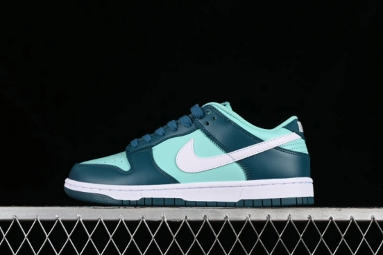 Nike Dunk Low SB Skateboarding Shoes in White and Geode Teal - DD1503-301