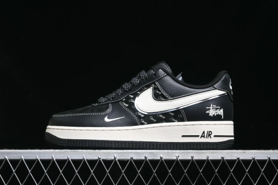 Nike Air Force 1 '07 Low Stussy Collaboration - All Black Low-Top Casual Sneakers - XZ6188-311