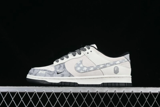 Nike SB Dunk Low BAPE Collaboration Full Print Star Gray Swoosh Anniversary Custom Low-Top Casual Skate Shoes - DJ2024-120