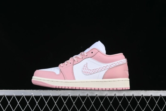 Nike Air Jordan 1 Low AJ1 Custom White Pink Low-Top Casual Lifestyle Sneakers - DC0774-162