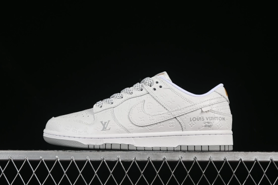 Nike SB Dunk Low LV Collaboration Sneakers in Grey White with Subtle Print - XX3168-140