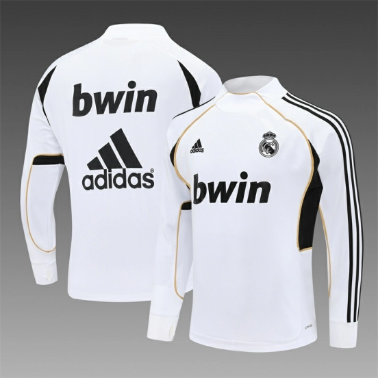 Retro 11/12 Real Madrid White Half Zipper Jacket+Long Pants