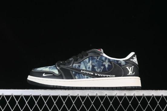Nike Travis Scott x Fragment Design x Air Jordan 1 Low OG SP Retro Denim Low-Top Casual Sneakers - LD2028-045