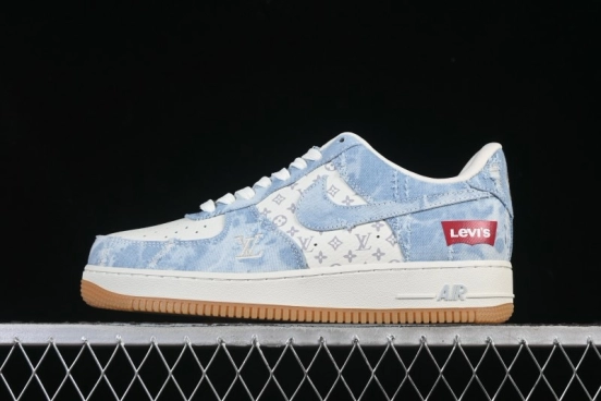 Nike Air Force 1 '07 Low Levi's White Light Blue Casual Sneakers - YF9511-814