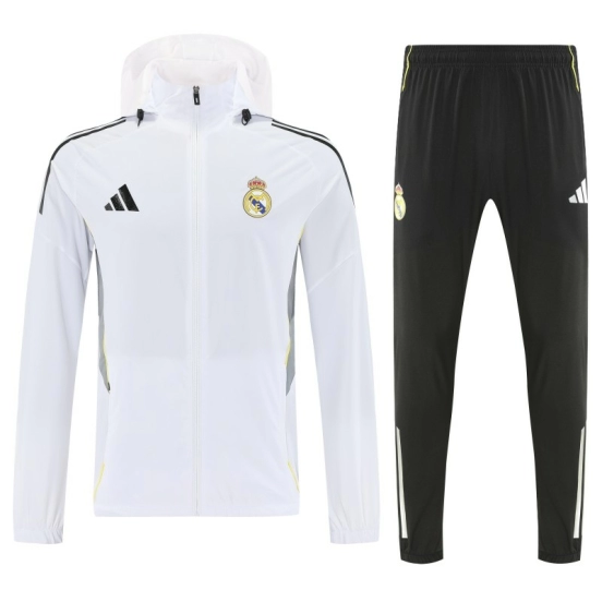 25/26 Real Madrid White Full zipper Jacket Tracksuit+ long pants